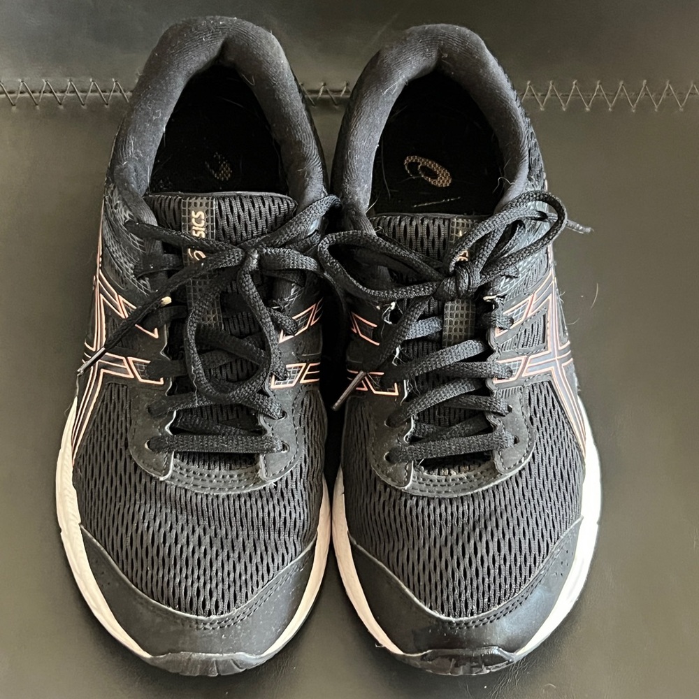 Asics Black Sneakers with Light Pink Logo Accents